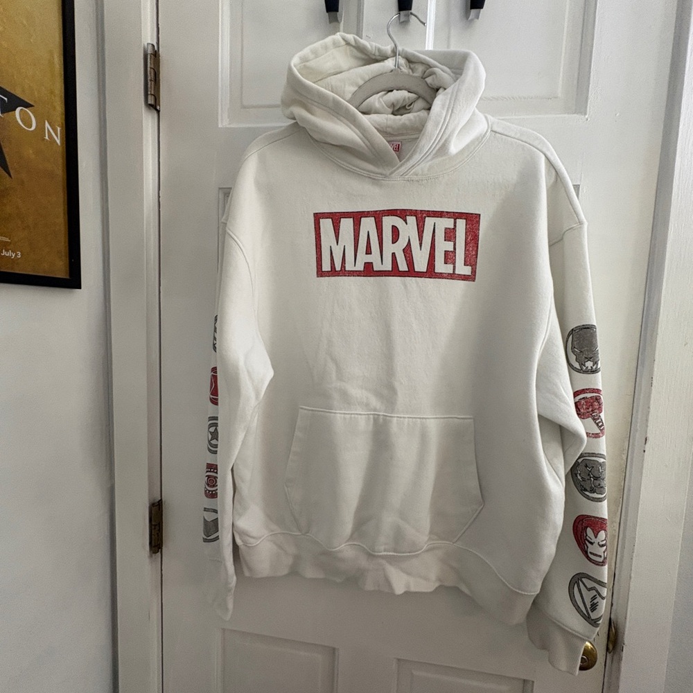 Marvel White Hoodie with Red Logo